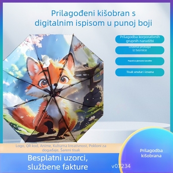 Reklamski kišobran s otiskom logotipa • prilagodljiv dizajn • okvir od željeza s 8 rebara • tkanina 190T s vinilnim premazom • ručno otvaranje i zatvaranje