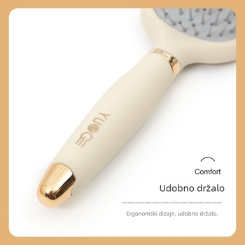 Ženski češalj s zračnim jastučićem za masažu vlasišta, okruglog oblika, veliki plosnati češalj za dugu kosu i kovrčavu kosu