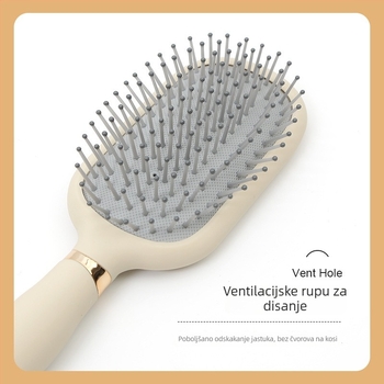 Ženski češalj s zračnim jastučićem za masažu vlasišta, okruglog oblika, veliki plosnati češalj za dugu kosu i kovrčavu kosu