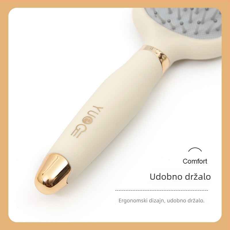 Ženski češalj s zračnim jastučićem za masažu vlasišta, okruglog oblika, veliki plosnati češalj za dugu kosu i kovrčavu kosu