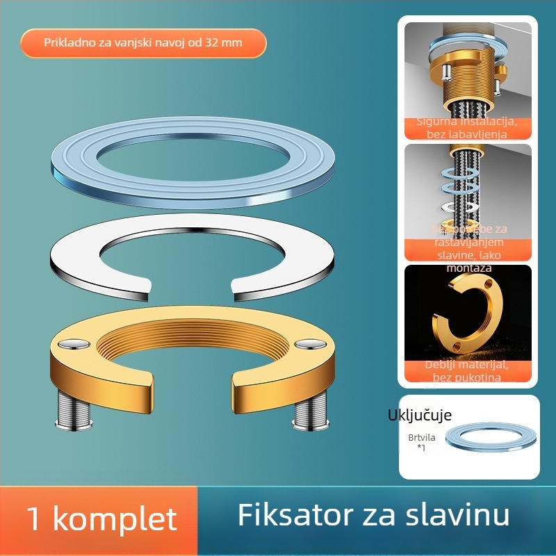 Držač za slavinu s maticom protiv labavljenja — osnovni komplet za pričvršćivanje sudopera, materijal mesing/željezo/silikon, moderni minimalistički stil, Mingxuan