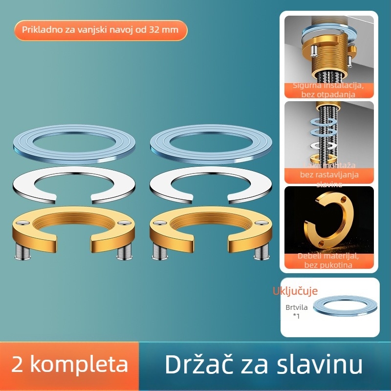 Držač za slavinu s maticom protiv labavljenja — osnovni komplet za pričvršćivanje sudopera, materijal mesing/željezo/silikon, moderni minimalistički stil, Mingxuan
