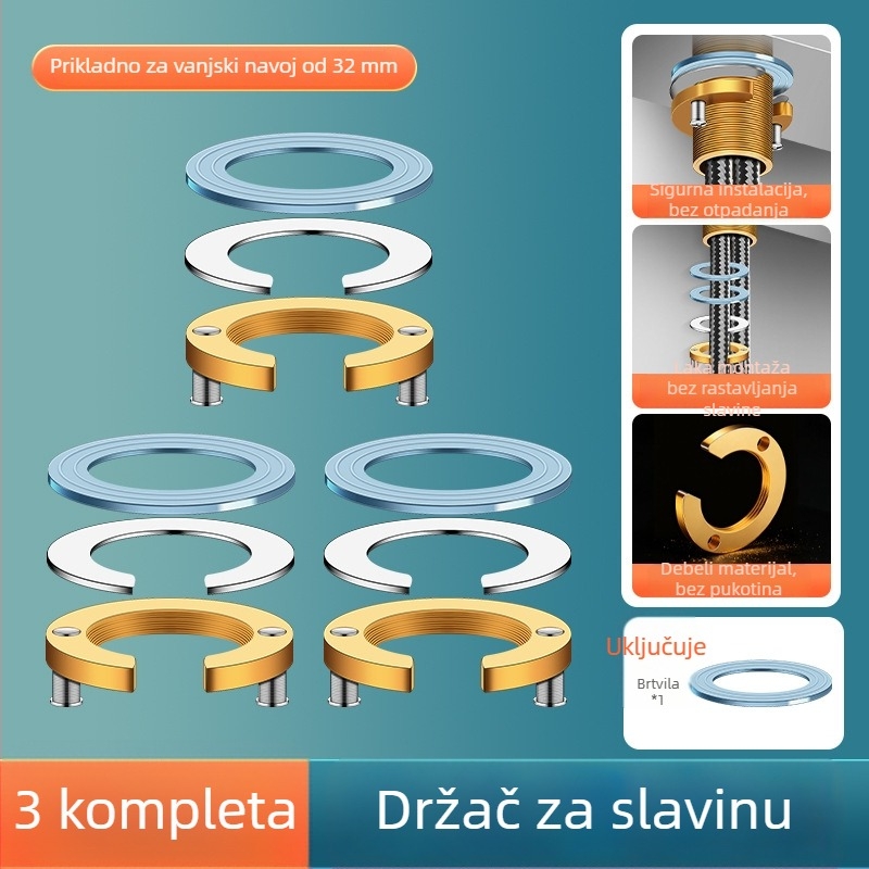 Držač za slavinu s maticom protiv labavljenja — osnovni komplet za pričvršćivanje sudopera, materijal mesing/željezo/silikon, moderni minimalistički stil, Mingxuan