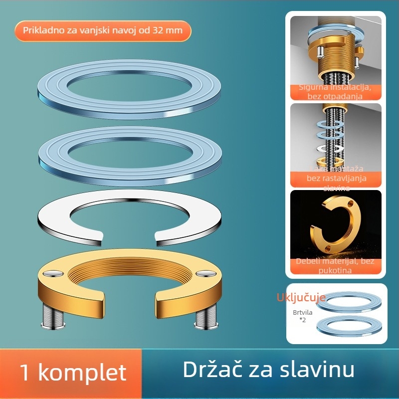 Držač za slavinu s maticom protiv labavljenja — osnovni komplet za pričvršćivanje sudopera, materijal mesing/željezo/silikon, moderni minimalistički stil, Mingxuan
