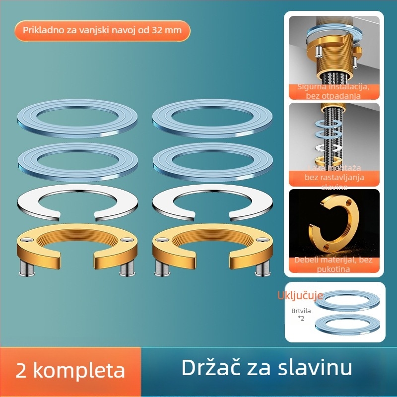 Držač za slavinu s maticom protiv labavljenja — osnovni komplet za pričvršćivanje sudopera, materijal mesing/željezo/silikon, moderni minimalistički stil, Mingxuan