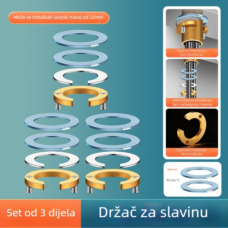 Držač za slavinu s maticom protiv labavljenja — osnovni komplet za pričvršćivanje sudopera, materijal mesing/željezo/silikon, moderni minimalistički stil, Mingxuan