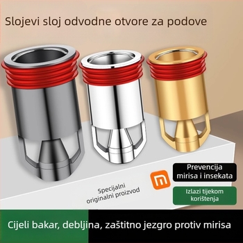 Dezodor za podni odvod – unutarnje jezgro, poklop odvodnog kanala u kupaonici, univerzalno produženje; Materijal: lokalni bakar; Marka: Riverside; Stil: moderni minimalistički
