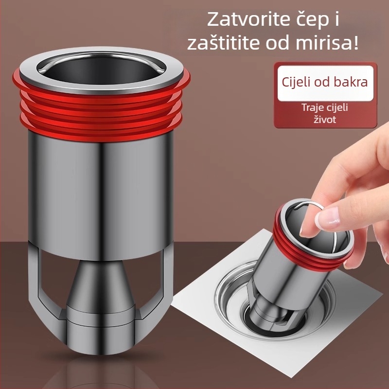 Dezodor za podni odvod – unutarnje jezgro, poklop odvodnog kanala u kupaonici, univerzalno produženje; Materijal: lokalni bakar; Marka: Riverside; Stil: moderni minimalistički