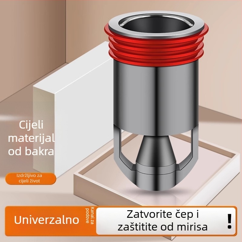Dezodor za podni odvod – unutarnje jezgro, poklop odvodnog kanala u kupaonici, univerzalno produženje; Materijal: lokalni bakar; Marka: Riverside; Stil: moderni minimalistički