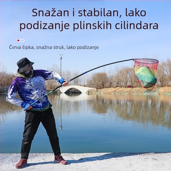 Golden Dragon karbonska šipka za mrežu za ribolov, proširujuća, duljine 2.1/2.4/2.7 m, sprječava zaplitanje