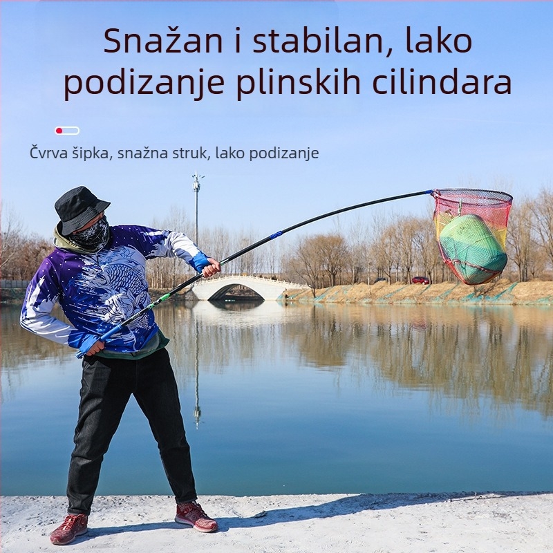 Golden Dragon karbonska šipka za mrežu za ribolov, proširujuća, duljine 2.1/2.4/2.7 m, sprječava zaplitanje