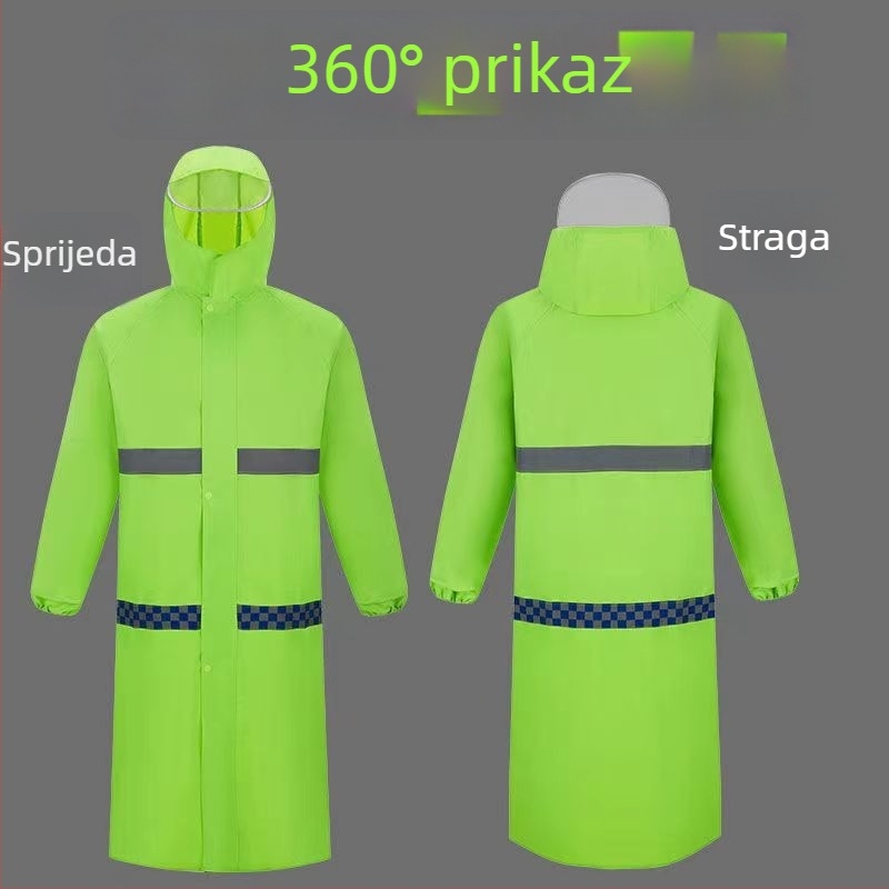 Fluorescentno zelena duga kišna kabanica od Oxford platna, reflektirajući kišni kaput za odrasle, jedinstveni sanitacijski kišni kaput