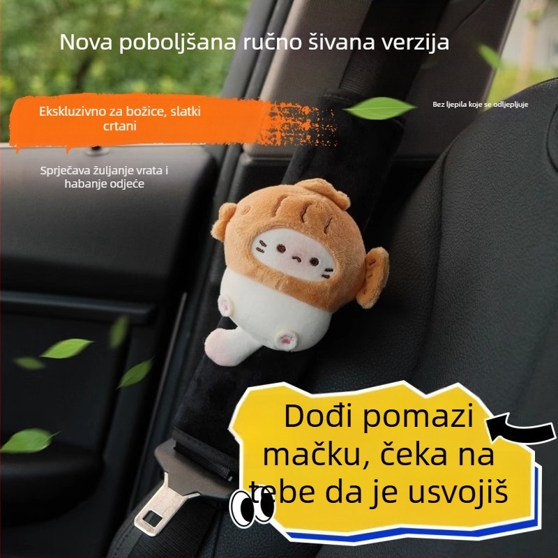 Automobilski sigurnosni pojas ramenski zaštitnik — pliš materijal, udoban i prozračan, zaštita od gušenja za dulja putovanja, rame i vrata