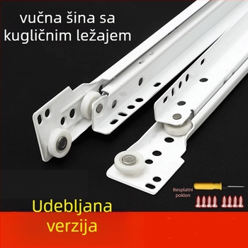 Dvosekcijska vodilica za ladicu, bočno montirana šina za ormar/spavaću sobu, hladno valjani čelik, model Zg-20221201009, standardni završna obrada, moderan minimalistički stil