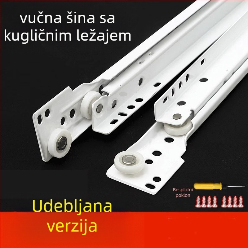 Dvosekcijska vodilica za ladicu, bočno montirana šina za ormar/spavaću sobu, hladno valjani čelik, model Zg-20221201009, standardni završna obrada, moderan minimalistički stil