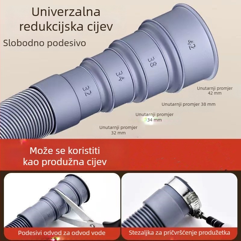 Cijev za odvod perilice – univerzalni produžni nastavak, dizajn protiv mirisa, ABS plast, mogućnost prilagodbe