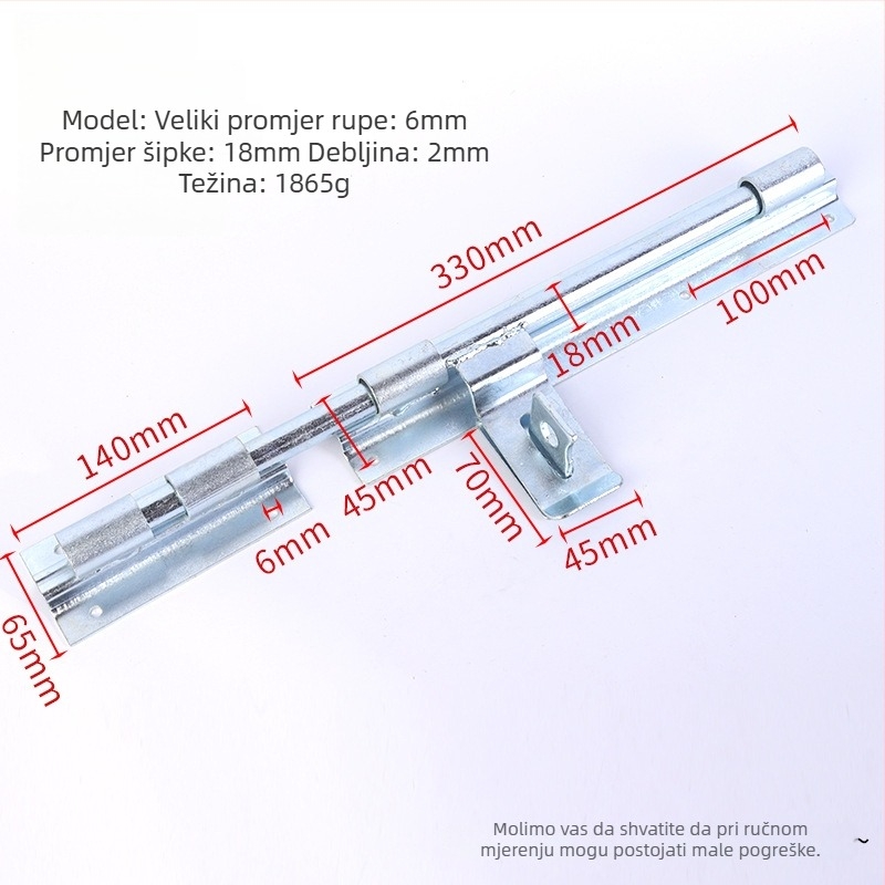 Teški vratni zatezač s produženim dijelom, željezni, galvanizirani, moderni minimalistički stil