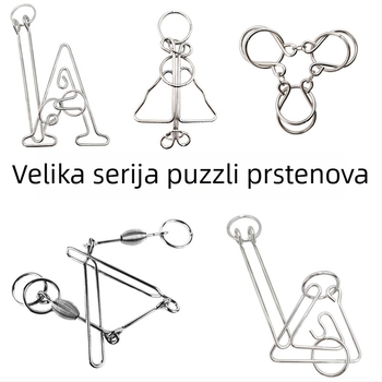 Puzzle s devet prstenova za otključavanje – metalna zagonetka, visoka složenost, za uzrast 7–14 godina, pojedinačno pakiranje, prilagodljivi uzorci