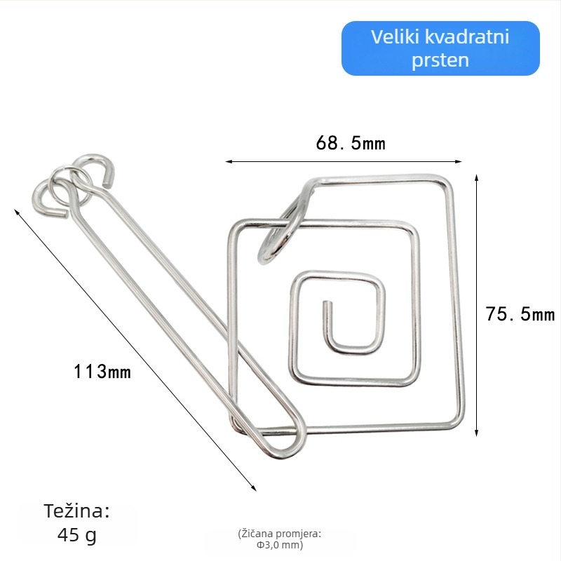 Puzzle s devet prstenova za otključavanje – metalna zagonetka, visoka složenost, za uzrast 7–14 godina, pojedinačno pakiranje, prilagodljivi uzorci