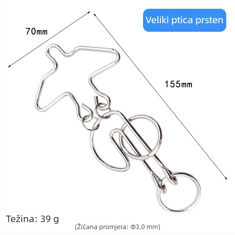 Puzzle s devet prstenova za otključavanje – metalna zagonetka, visoka složenost, za uzrast 7–14 godina, pojedinačno pakiranje, prilagodljivi uzorci