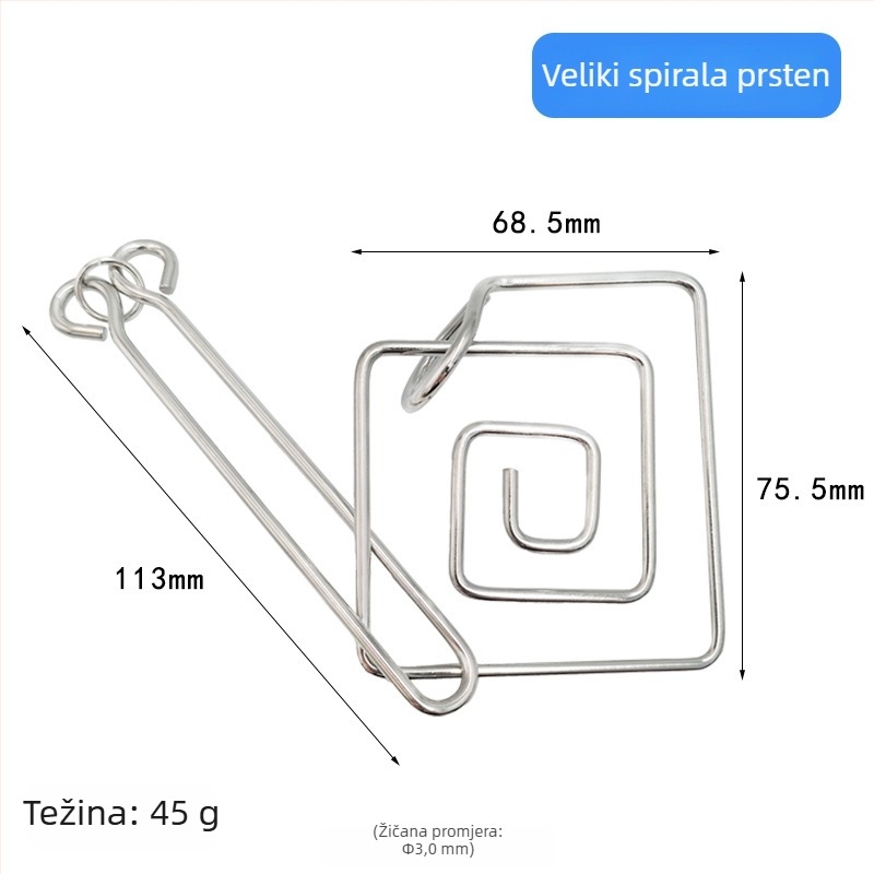 Puzzle s devet prstenova za otključavanje – metalna zagonetka, visoka složenost, za uzrast 7–14 godina, pojedinačno pakiranje, prilagodljivi uzorci