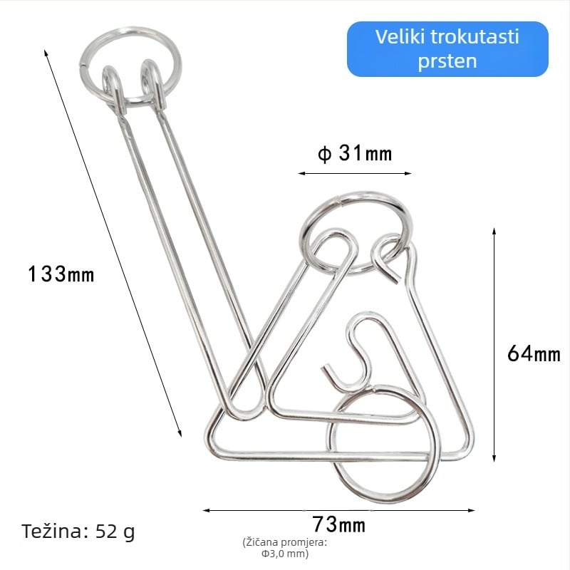 Puzzle s devet prstenova za otključavanje – metalna zagonetka, visoka složenost, za uzrast 7–14 godina, pojedinačno pakiranje, prilagodljivi uzorci