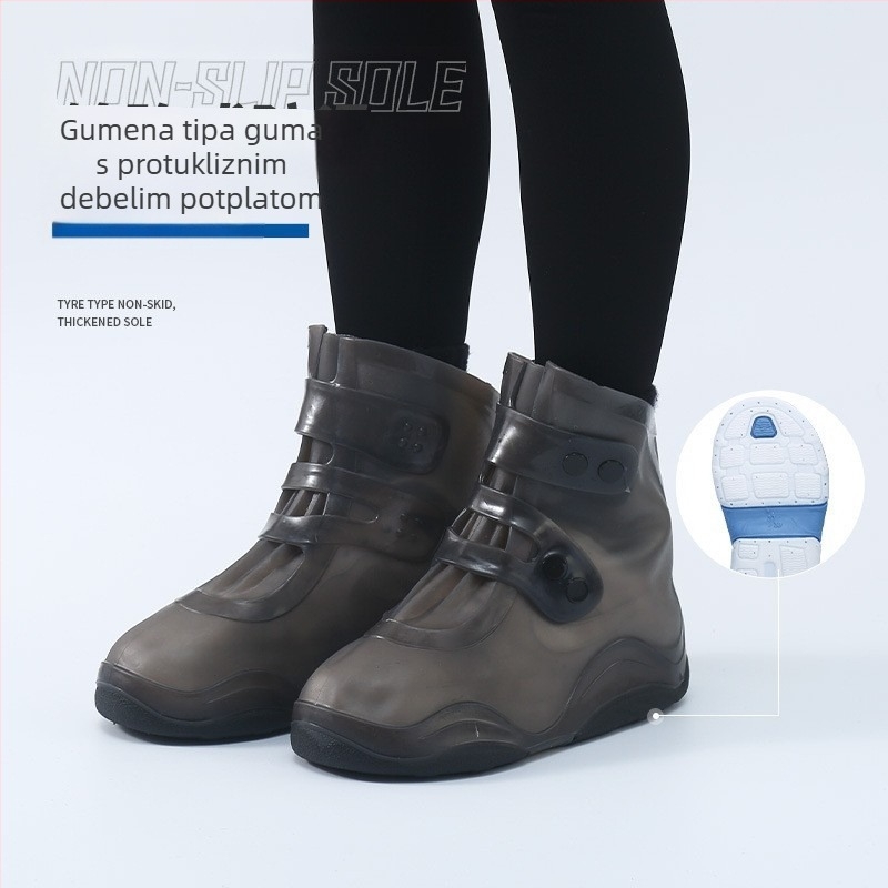 Vodootporne navlake za cipele s dvostrukim pojačanim potplatom — guma/TPU, otporne na habanje, kiša, s tiskanim logom