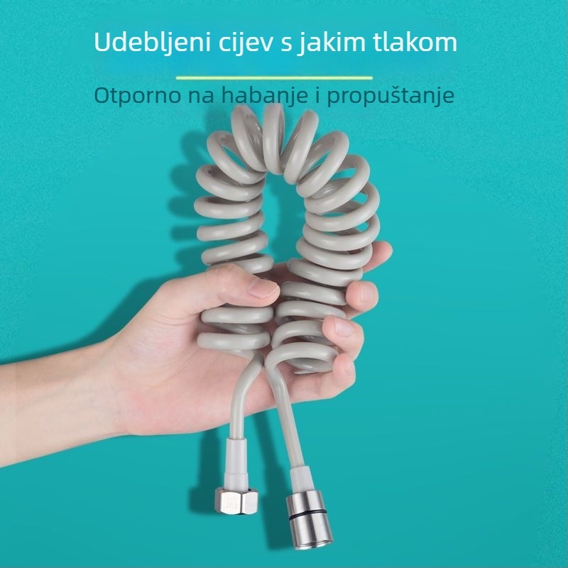 Kupaonska telefonska cijev s izvlačnim oprugom, PU + nehrđajući čelik, moderan stil