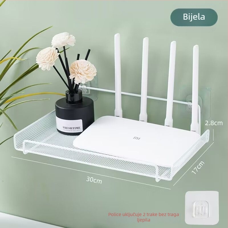 Šestoslojna zidna polica za elektroniku – za ruter, TV box i projektor, viseća, od plastike
