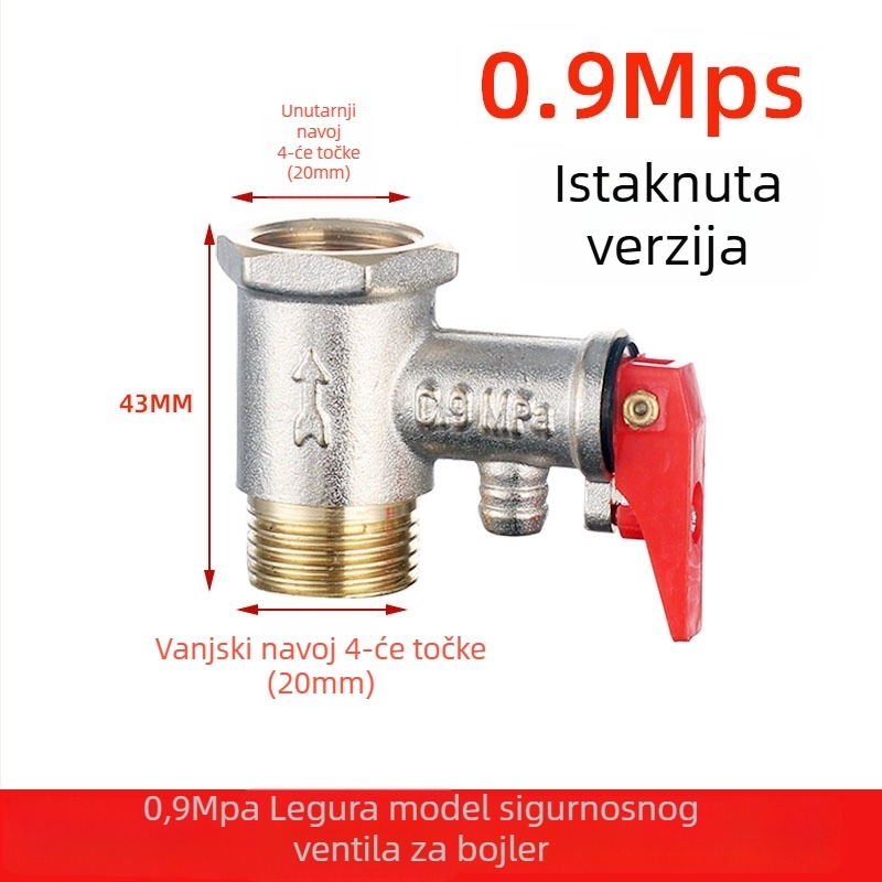 Bakarni ventil za oslobađanje tlaka za grijač vode – sigurnosni ventil, Shengnan