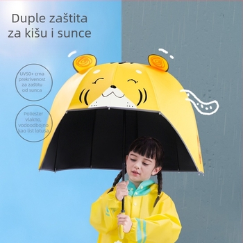Dječji kišobran s kapuljačom za sunce i kišu – dvostruka upotreba, za djevojčice i dječake (Materijal tkanine: poliester; Okvir: vlakno; Središnja cijev: legura; 10 rebara; Ručno otvaranje)