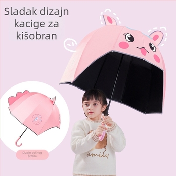 Dječji kišobran s kapuljačom za sunce i kišu – dvostruka upotreba, za djevojčice i dječake (Materijal tkanine: poliester; Okvir: vlakno; Središnja cijev: legura; 10 rebara; Ručno otvaranje)