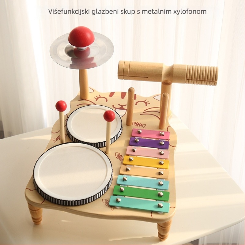 Drveni Orff-ov udarni instrument za djecu 0–3 godine — višefunkcionalni udarni instrument, potiče razvoj uma, koordinaciju ruka-oko i sluh