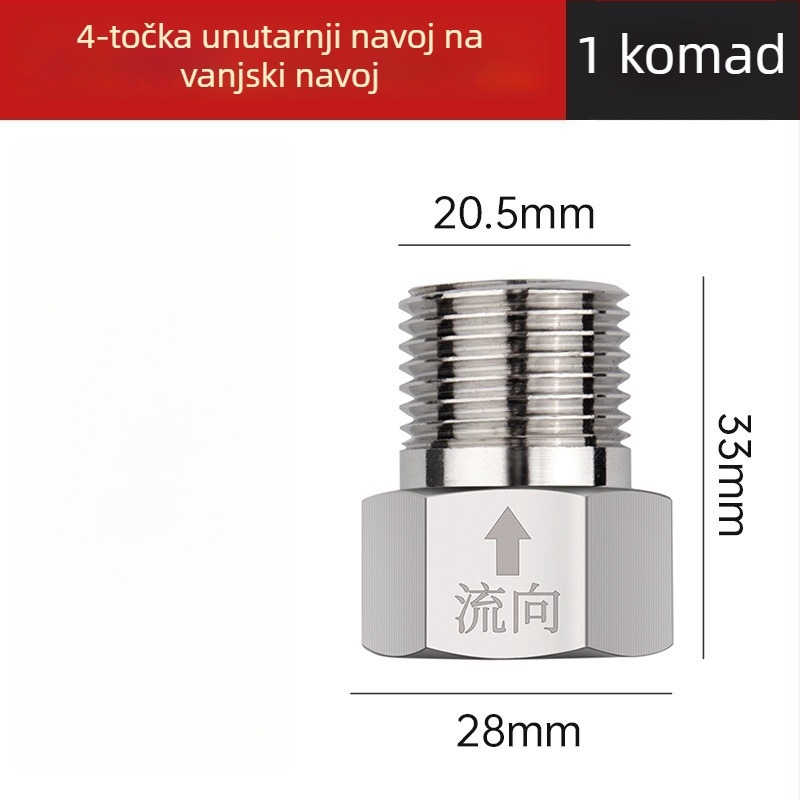 Toaletni ventil za provjeru s protivtokom, navojno spoj, mesing/nerđajući čelik