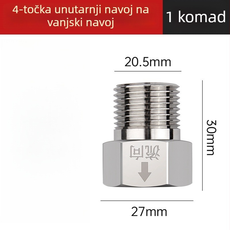 Toaletni ventil za provjeru s protivtokom, navojno spoj, mesing/nerđajući čelik
