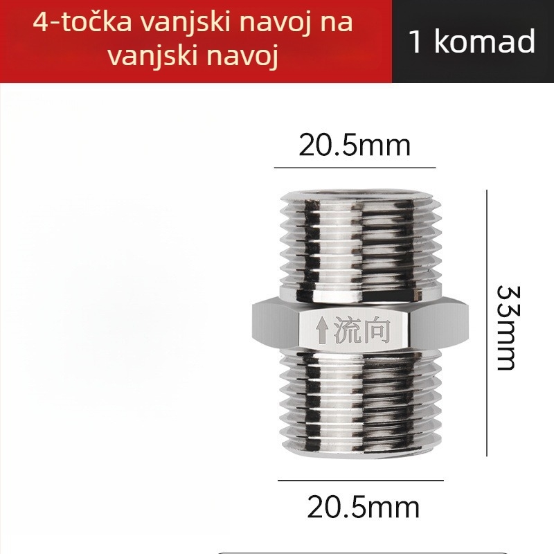 Toaletni ventil za provjeru s protivtokom, navojno spoj, mesing/nerđajući čelik