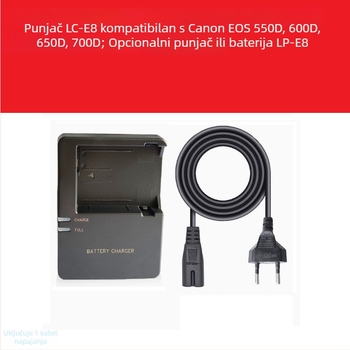 LC-E8/LPE8 punjač za Canon LP-E8 bateriju – Kompatibilan s EOS 700D, 600D, 550D, 650D, X7i, X6