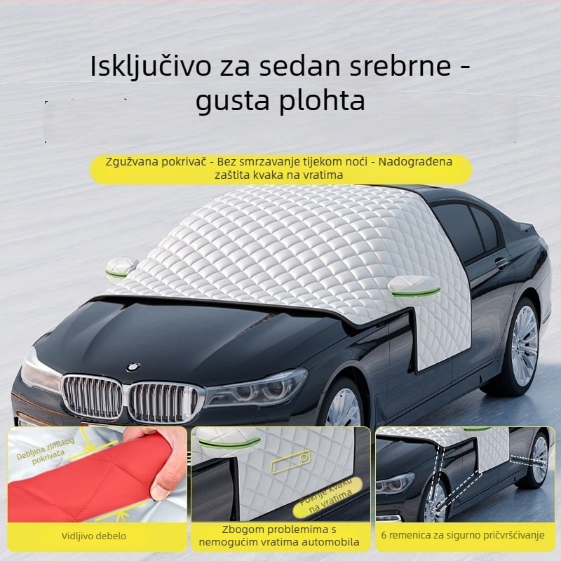 Pokrov za prednje staklo automobila - protiv smrzavanja, zaštita od snijega, zimska zaštita od sunca - Oxford tkanina