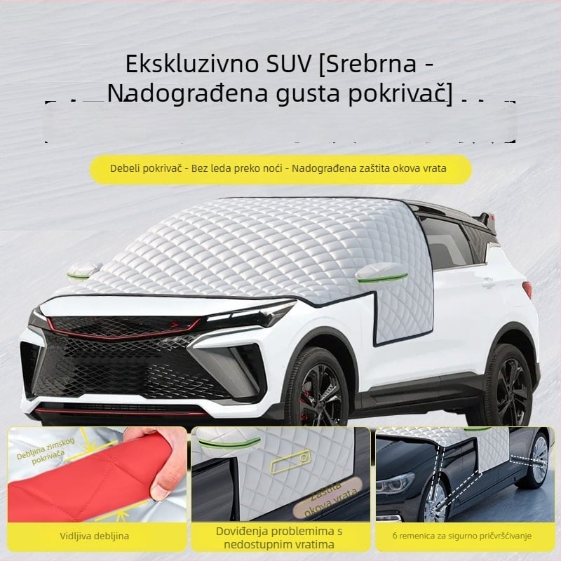 Pokrov za prednje staklo automobila - protiv smrzavanja, zaštita od snijega, zimska zaštita od sunca - Oxford tkanina