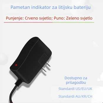 Punjač litijevih baterija za 18650 ćelije, raspon napona 4.2–25.2V, ulaz 100–240V AC, izlaz 1A
