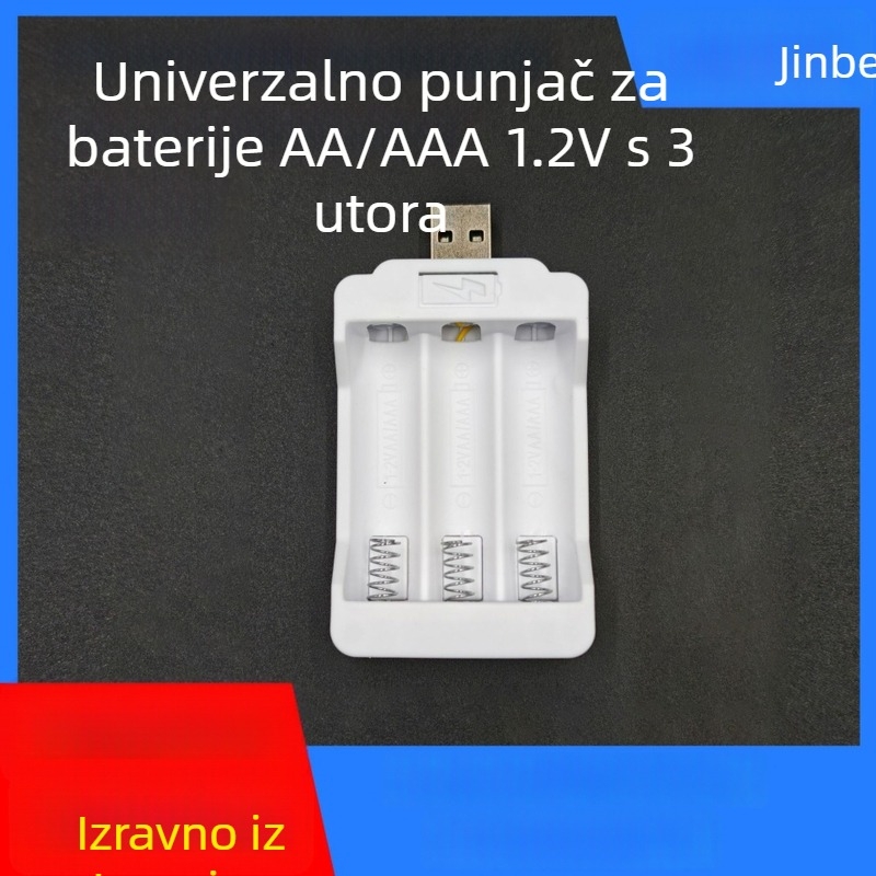 3-utorni punjač baterija AA/AAA NiMH/NiCd (1.2V), ulaz 5V-1A, CE potvrda