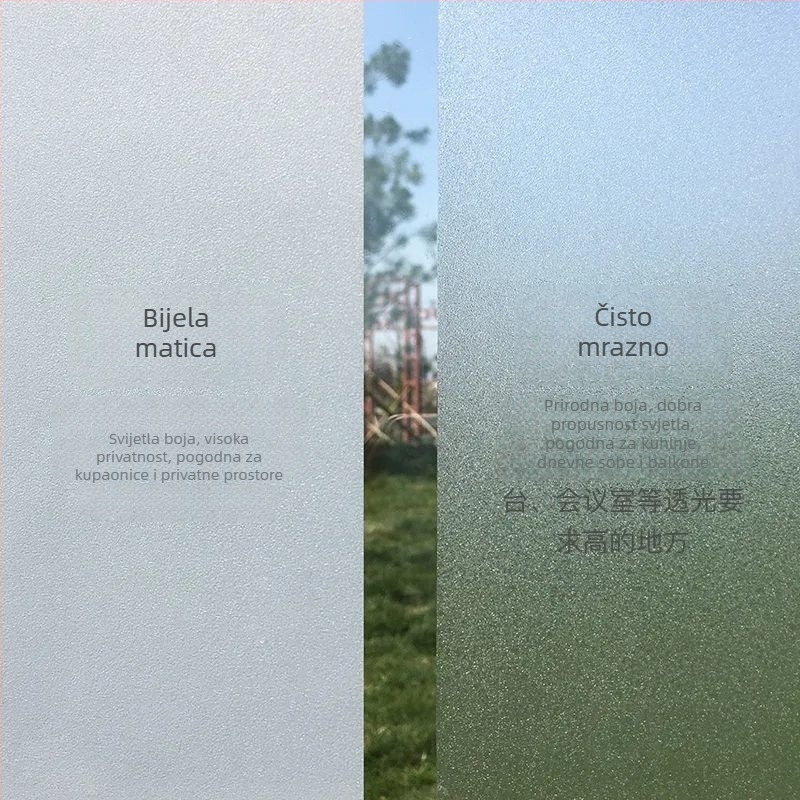 Film za prozore privatnost – matirano staklo, elektrostaticko lijepljenje, PVC, moderni minimalistički stil, prilagođena obrada