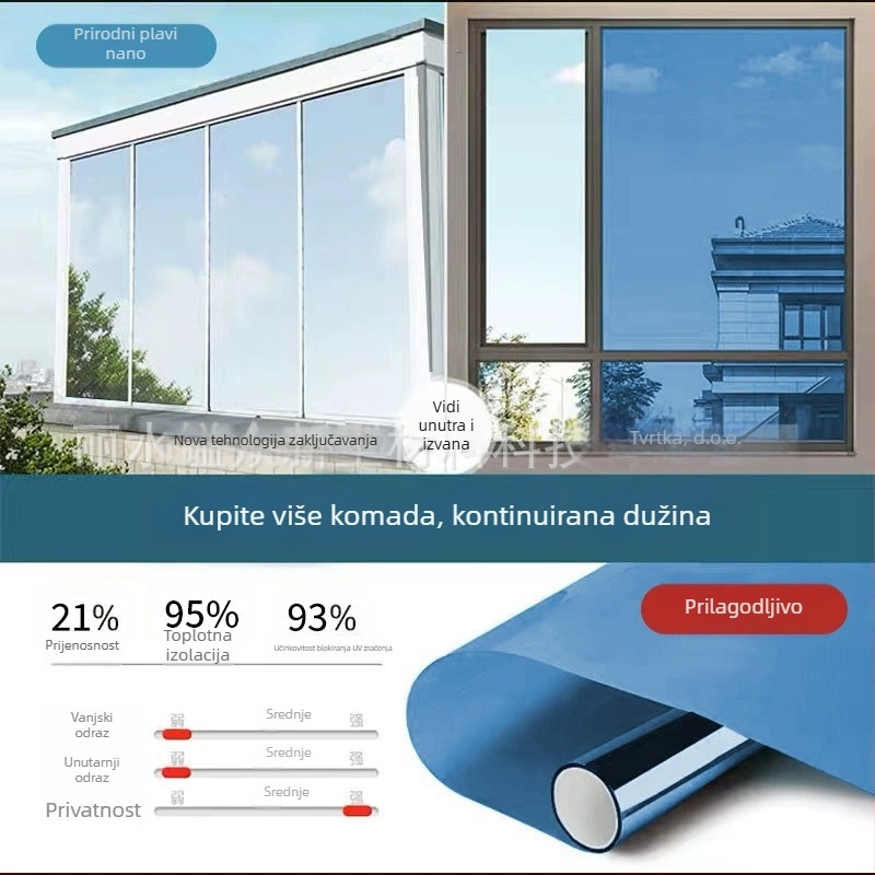 Film za prozore privatnost – matirano staklo, elektrostaticko lijepljenje, PVC, moderni minimalistički stil, prilagođena obrada