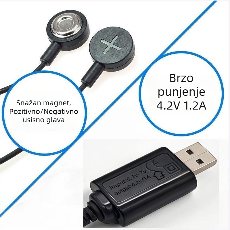 Hollyet magnetski punjač za litijeve baterije 21700, kompatibilan s 18650/401350A, ulaz 5V, izlaz 4.2V 1.2A, serija punjača Li-ion
