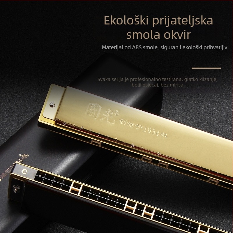 Guoguang 24-otvora polifonična harmonika; Marka: Guoguang; Model: Guoguang 24-hole polyphony; Materijal zvučnih rupa: smola