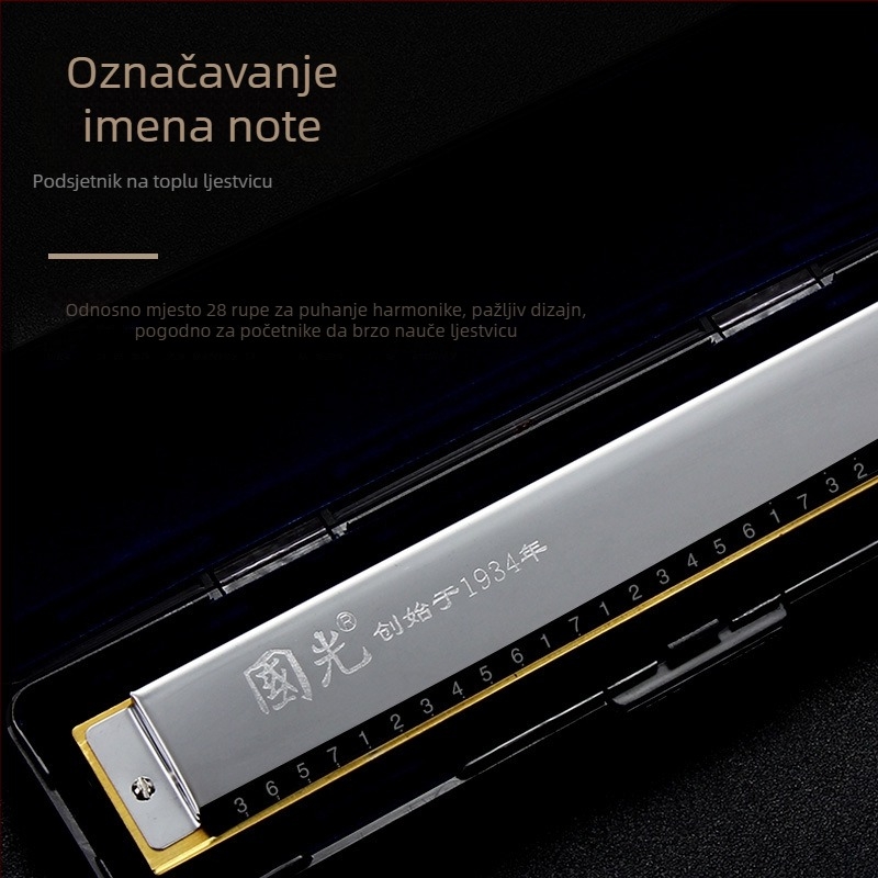 Guoguang 24-otvora polifonična harmonika; Marka: Guoguang; Model: Guoguang 24-hole polyphony; Materijal zvučnih rupa: smola