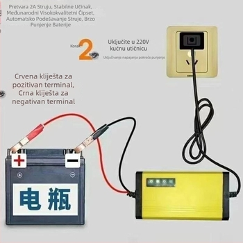 12V punjač baterija za aute i motocikle, pametni punjač