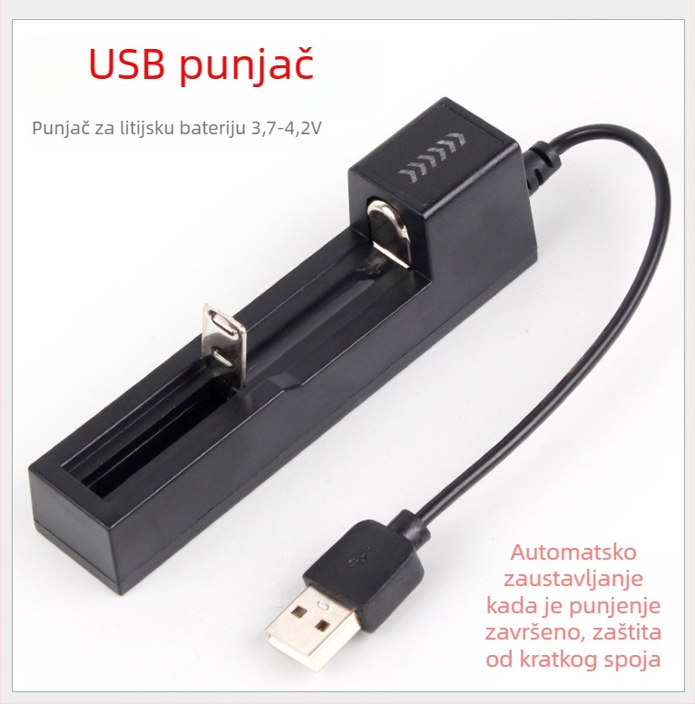 Neutral punjač za litijeve baterije 18650 — jednoslojni punjač, univerzalni ulaz 100-240V, izlaz 4.2V, CE/ROHS, za 18650/14500