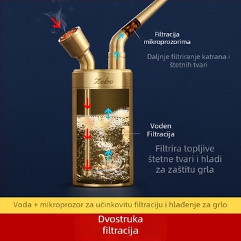 Hookah cijev od metala s dvostrukim filterom, Zobo Zb-558-1, moderan minimalistički dizajn