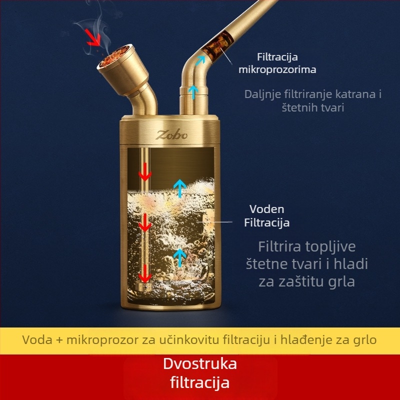 Hookah cijev od metala s dvostrukim filterom, Zobo Zb-558-1, moderan minimalistički dizajn